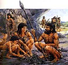 Obligatory cheesy cavemen community illustration.